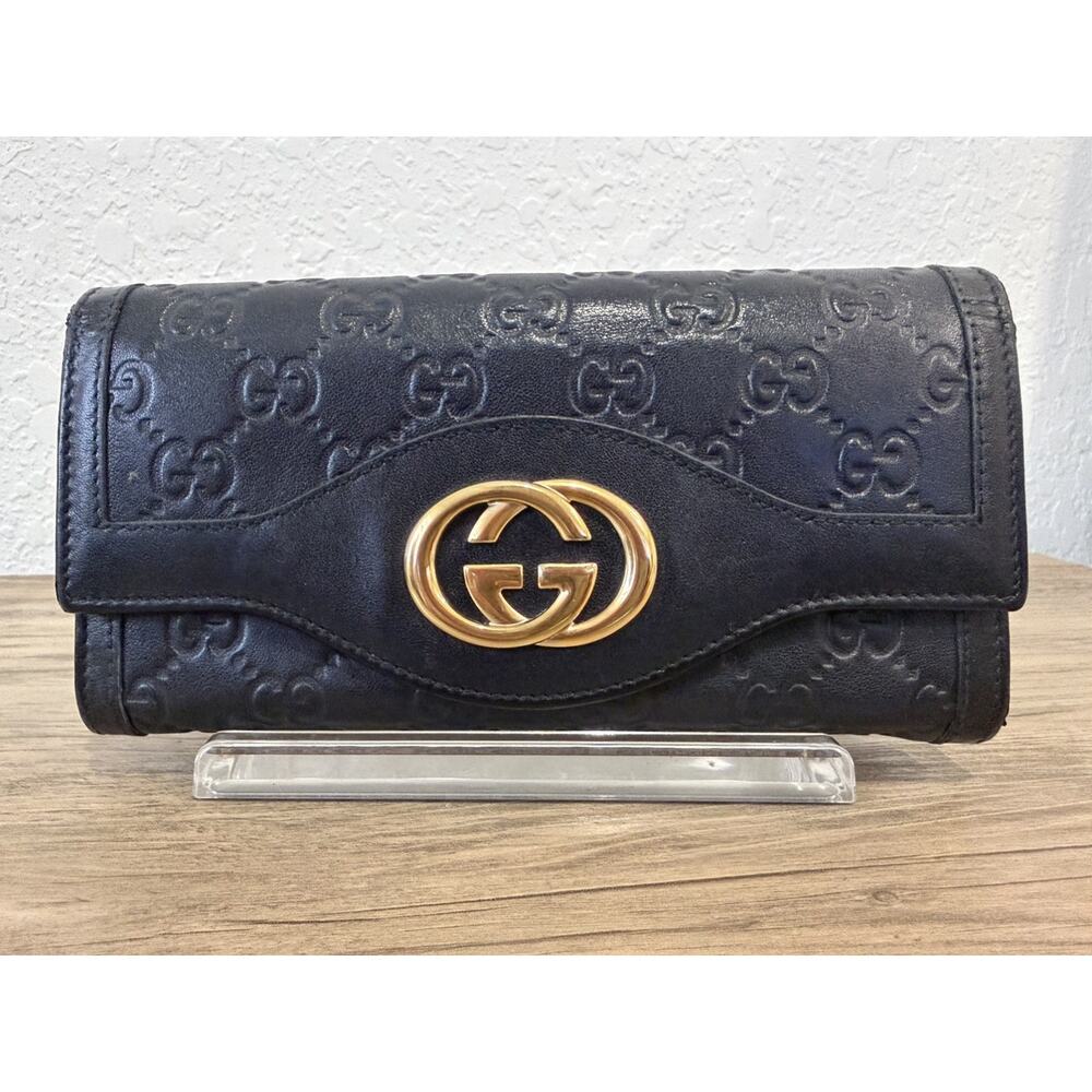 Gucci Guccissima Leather Wallet Black Gold GG Logo + COA & Box - Picture 5 of 9